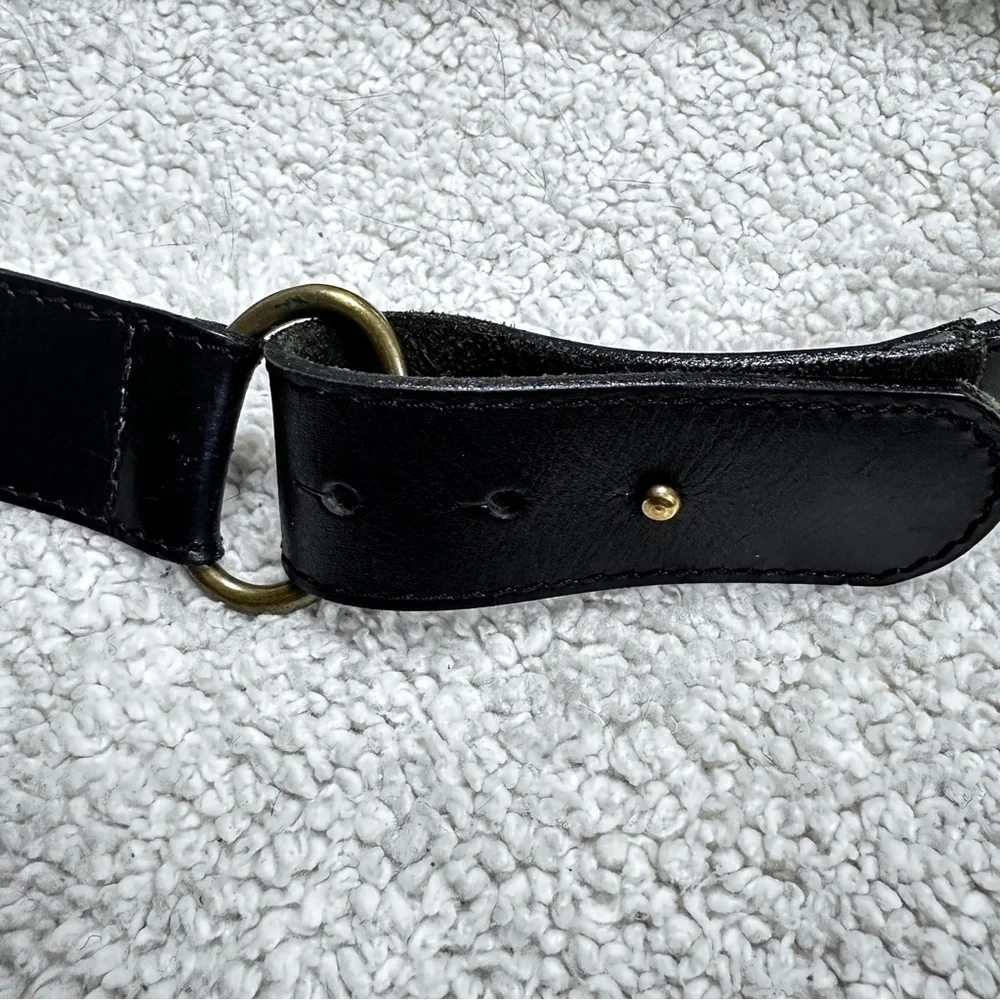 FASOLO (Brazil) Wide Brown Leather  Belt, Unique Brass Buckle System.